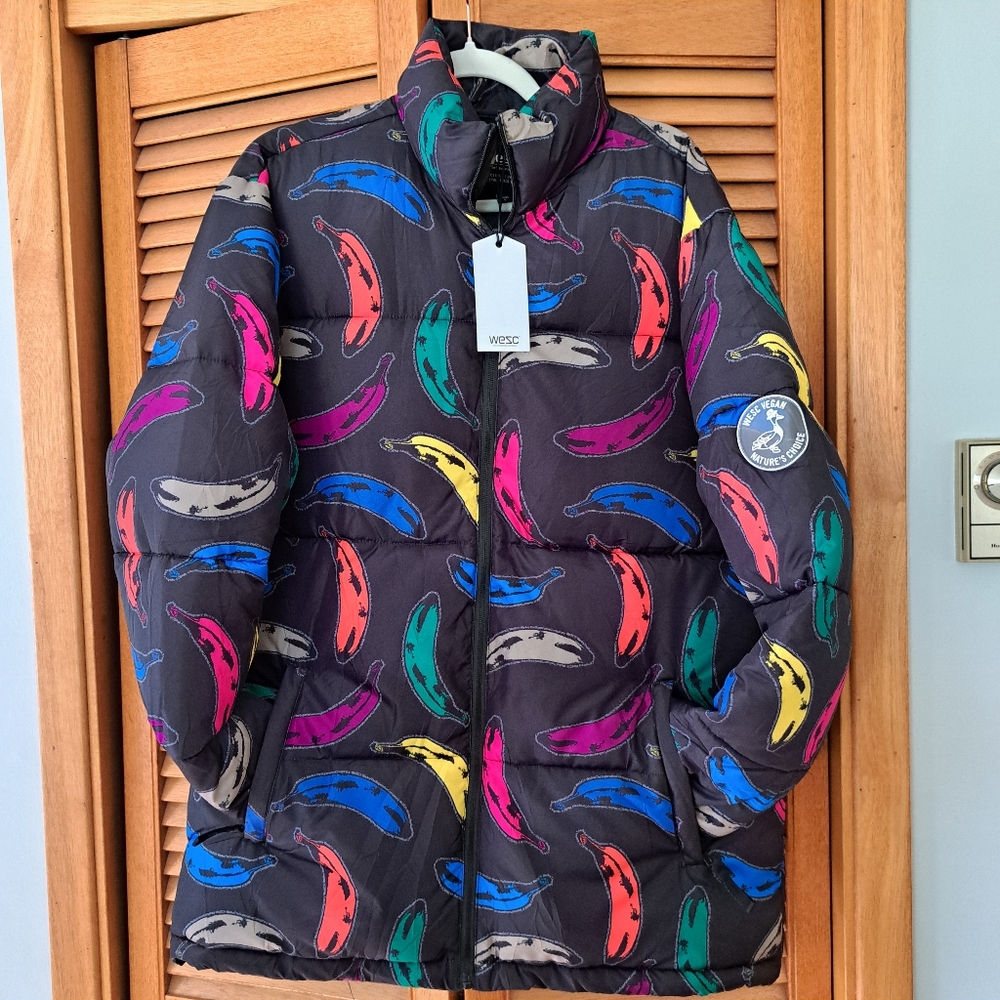 NWT Multicolor Banana Puffer Jacket mens L